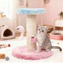 Sisal Cat Scratching Post With 2 Hanging Sisal Balls, Double - Layer Mouse - Cat Climbing Frame, Cat Jumping Platform, Cat Tree, Cat Interactive Furniture And Boredom - Relieving Toys. It's A Cat Activity Center For Indoor Kittens And Adult Cats, Taking Up Little Space In Small Apartments.Cat Supplies.