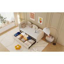 SOFTSEA Twin Size Dormeuse con cassetti portaoggetti, Velluto gepolstert Dormeuse, Schlafzimmer Wohnzimmer Divano letto moderno Daybed Frame für Wohnzimmer, Kinderzimmer, Schlafzimmer,Modern Style - Beige - Visualizzare 6