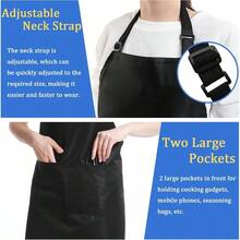 WSXC 4 Pack Chef Apron Adjustable Apron With 2 Pockets Unisex Personalised Apron For Cooking Kitchen Restaurant - Black - View 3