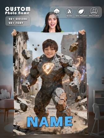 1 pieza Manta de franela personalizada para cama, multiusos para sala de estar, sofá, playa, camping y mascotas, manta de cama con nombre de familia/mascota/pareja impreso, regalo personalizado de Navidad, Día de la Madre/Padre, regalo familiar, regalo de cumpleaños, regalo para amigo, regalo para ella, regalo para mamá/papá