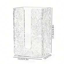 1pc Multifunctional Desktop Tissue Box, Glacier Pattern, Minimalist Design, Wall-Mounted Tissue Holder, Suitable For Bathroom, Bedroom, Kitchen, Washroom - Transparent - View 3