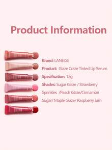 Laneige Glaze Craze 润色唇部精华 12g，甜甜圈硅胶刷头，水润透亮，丰盈滋养，打造裸妆般的低饱和度玻璃唇效果，韩式妆效 - Strawberry Sprinkles - 查看 10