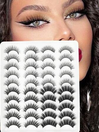 4种款式，20对批发假睫毛，浓密漫画风格睫毛，自然眼尾加长款睫毛，适合各种场合和多种妆容。