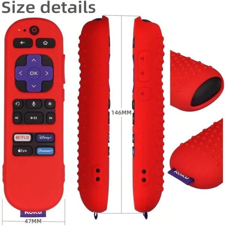 AWYYHi Color Silicone Remote Cover For Roku Streaming Stick 4k Roku Express 4K+ Remote Roku Voice Remote Official RCA1R 2023 Roku Express Remote Cover With Lanyard(Blue) - 藍色 - 查看 6