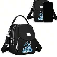 2D Flat Printing 1PC Ladies' Frozen Dragon Print Bags: Daily Minimalist Small Backpacks, Crossbody Bags, Handheld Bags, Casual Shoulder Bags; Unisex Shoulder Bags For Commuting & Sports; Daily Storage Bags. Note: The Print Position May Vary.102 - Gris - Voir 6