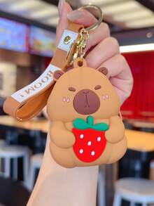 1 PC Chic Mini Capybara Coin Purse With Keychain - Silicone, Multifunctional Zipper Lipstick Holder, Cute Cartoon Design For Girl, Coin Purse, Student Backpack Decoration, Mini Bag Charm, Unique Phone Accessory, Suitable For Ladies' Wallets And Phone Accessories, Gift For Friends, Party Accessory, Car Pendant, Female Gift - Multicolor - View 12