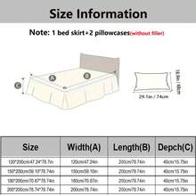 三件套塔夫绸蕾丝床上用品（1个床裙+2个枕套），蕾丝花边装饰，时尚优雅，吸湿排汗，透气，抗皱，静音，可拆卸床垫罩 - 歐式-綠 - 查看 3
