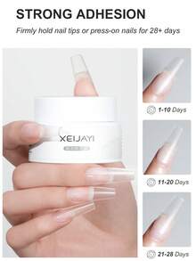 XEIJAYI 1片25克软质假指甲贴纸凝胶，可卸UV LED凝胶美甲延长片，短指甲胶水凝胶美甲 - 無色 - 查看 5