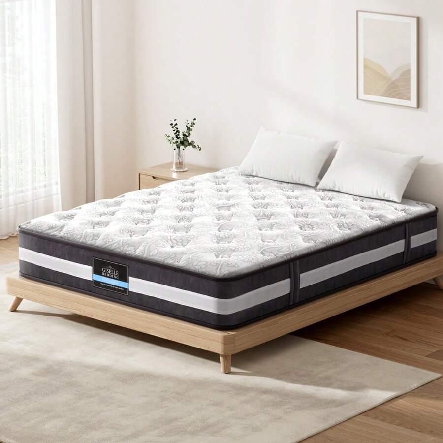 Giselle Bedding 30cm Mattress Pocket Spring Queen - Grey - View 1