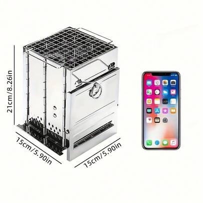 1pc Portable Mini Folding Firewood Camping Stove, Lightweight Stainless Steel Campfire Stove - Ideal For Camping, Picnics, Barbecues And Outdoor Cooking, Durable And Efficient.