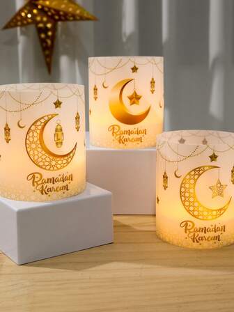 6 st vita och guldfärgade Ramadan-lykta-lampskärmar, stjärn- och månemönster, Ramadan-välsignelser, islamisk Eid-firande, Ramadan-heminredning, Eid Mubarak, Eid Al-Fitr Ramadan-festtillbehör, Eid Al-Adha Ramadan-dekorationer, exklusive ljus och lampor, Eid-dekoration