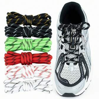 6 pares de cordones de metal redondos con puntas de metal, cordones de moda casual y deportiva