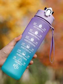 1个2升/750毫升/280毫升大容量粉色渐变PC水瓶，运动健身便携吸管杯，适合居家、旅行和户外使用 - 彩紫 - 查看 3