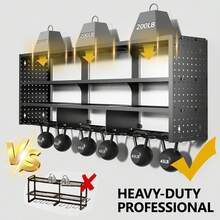 49" W Large Power Tool Organizer Wall Mount, 4 Layer Heavy Duty Metal Tool Storage Rack With 12 Drills Holder, Utility Racks For Garage Workshop, Ideal Garage Organization - 8槽-4層 - 查看 8