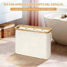 JeeLeeko Organizador de Papel de baño, Cesto para Papel higiénico con Tapa, Base de pie, Portarollos Papel higienico para hasta 9/12 Rollos, para el baño, Beige(default) - Multicolor - Ver 8