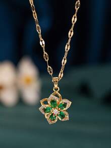 1 件时尚优雅奢华 5 瓣花旋转吊坠项链，适合送给妻子、女朋友、情人节、母亲、母亲节的礼物 - 彩色 - 查看 16