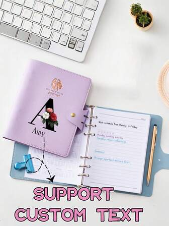 1pc Personalized Diary Notebook, Customizable Name, B6 Loose-Leaf Notebook, PU Leather Cover Lined Journal, Ideal Gift For Son, Daughter, Friends