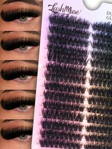 1盒252片80D单根假睫毛，浓密蓬松，D卷翘，猫眼簇状造型，分段式设计 - 非常适合DIY化妆，新手友好，可重复使用。睫毛簇，单根假睫毛，睫毛，假睫毛，美容健康，个人护理，节日魅力妆容，圣诞节，万圣节，新年，假日妆容 - 黑色 - 查看 2