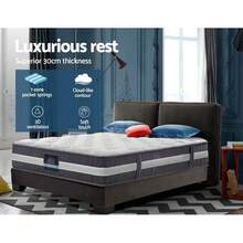 Giselle Bedding 30cm Mattress Pocket Spring Queen - Grey - View 3