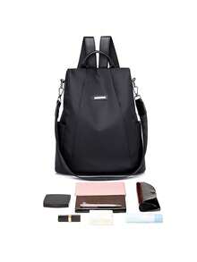 Large Capacity Solid Color Casual College Style Anti-Theft Backpack - Khaki - View 7