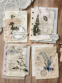 20pcs/Pack (10 Designs, 2 Of Each) Cute Plant Branches, Flowers, Leaves Stickers For Scrapbooking, Vintage English Notes, Collage Decoration, Diary DIY, Waterproof Transparent Stickers, Stationery Supplies Scrapbook Supplies - Multicolor - View 8