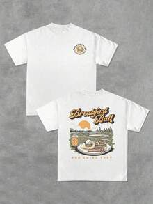 Camiseta única Breakfast Ball% Poliéster 220g impresión doble cara, estilo divertido para amantes del, moda verano - Blanco - Ver 3
