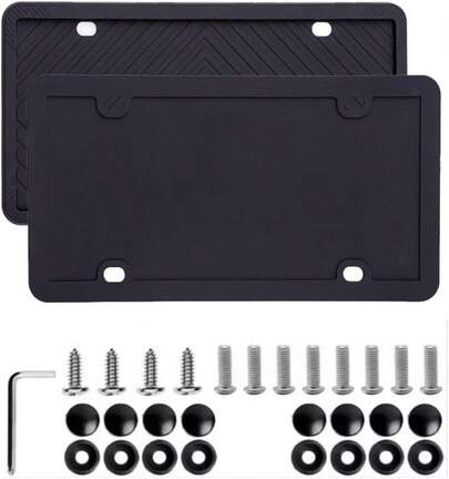 CYNBHH Marco de Matrícula de Silicona, 2PCS Porta Placas para Auto, Antióxido, Antivibración, Resistente a la Intemperie, con Accesorios de Montaje,Marco Universal Soportes de MatríCula