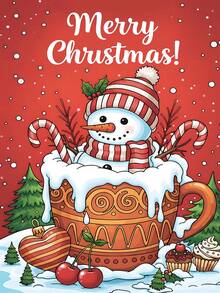 24-seitiges Malbuch zur Stressreduktion: Gemütlich & Komfortabel, Originalkunstwerk, A4 Größe, Perlpapier-Umschlag & dicke Innenseiten, Weihnachten, Thanksgiving, Neujahr, Geburtstag, Party, Schulanfang, Herbst/Winter Geschenk