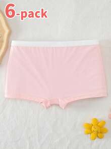 6 件装 Tween 女童撞色腰带低腰内裤，简约款式，适合 8-12 岁学生 - 彩色 - 查看 7