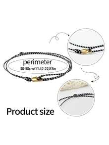 2pcs Waterproof Nautical Beach Rope Lobster Clasp Adjustable Wrapped Surfing Bracelet/Anklet, Unisex - Two-piece Set - View 4