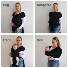 Stylish Black Baby Carrier Wrap: Comfortable, Soft & Supportive, Adjustable Ring Sling For Mom & Dad, Ideal For Baby Registry, Newborn To Toddler, Baby Shower - 彩色 - 查看 5