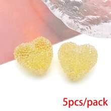 5 Pcs New Style Transparent Acrylic Heart Shape Soft Sugar Candy Beads With Holes For DIY Keychain Ornament Accessories. - One Size - View 16