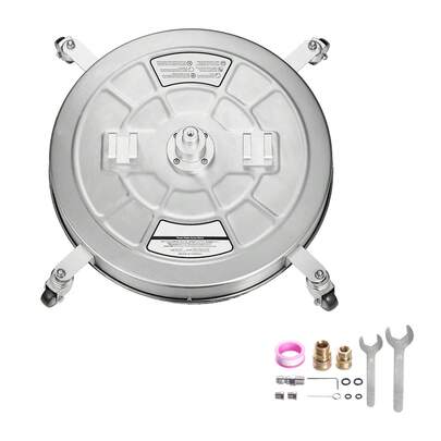 24" Pressure Washer Surface Cleaner, Stainless Steel Pressure Washer Attachments With 4 Wheels, 4000 Max PSI, 3/8 Quick Connector, 2 Spray Nozzles, Dual Handle, For Concrete, Patio, Sidewalk