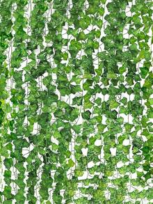 1/5/12片装常春藤叶人造植物藤蔓，叶子可拆卸，抗紫外线塑料植物，适用于客厅、厨房、阳台、花园、卧室和农舍的装饰（注意：如果打开包装时闻到塑料味，请将其放置在通风处，不会影响使用）。 - 綠色 - 查看 10