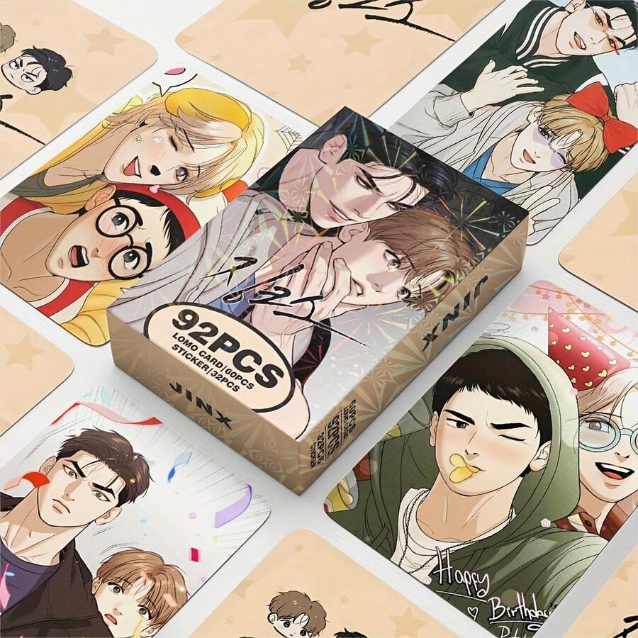 92 piezas Conjunto de 60 tarjetas Jinx Fujoshi Fluff BL Yaoi + 32 pegatinas, coleccionables de anime de alta calidad, pequeño regalo para fiestas - Multicolor - Ver 1