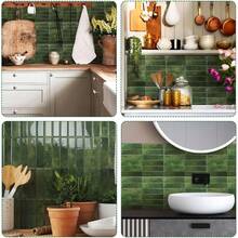 1/30 tấm ốp tường 3D bóc ra và dán 11,43''*9'' – Tấm ốp tường PVC tự dính, màu xanh lá cây Sefrou phong cách Ma-rốc, chống thấm nước và chịu nhiệt trang trí tường phòng tắm nhà bếp, miếng dán gạch cải tạo nhà tự làm dễ dàng - màu xanh lá - Xem 11