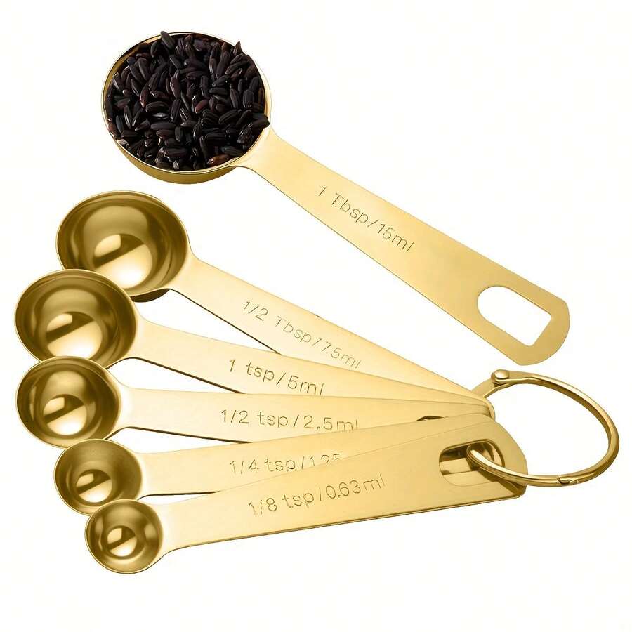 6pcs Stainless Steel Measuring Spoon Set, Heavy Duty Dry & Liquid Measuring Cups With Metric & US Standard Scales, Stackable Kitchen Tool Set For Liquids, Solids & Powders, With Hanging Hook - Kitchen Gadgets