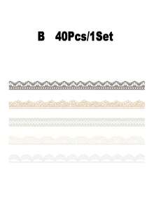 40PCS Lace Pattern Sticker, Pastel Floral Lace-Like Decoration Stickers, Lace Edged Vintage Scrapbook Paper, Self-Adhesive Vintage Scrapbooking, Journaling, Card Making, For DIY Crafts, Invitations, Scrapbook Stickers, Craft Supplies - Multicolor - View 13