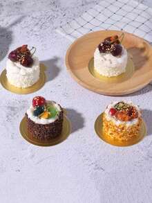 100片金色圆形生日蛋糕垫，可重复使用的圆形蛋糕底托垫，糕点甜点慕斯蛋糕垫，适用于婚礼、派对、聚会和其他节日庆典 - 彩色 - 查看 3