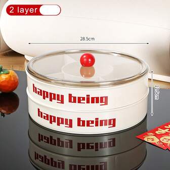 Rotatable Snackle Box Container, 1 & 2 Tier Divided Serving Tray With Lid, Festival Decor Wedding Party Decorations Festival New Year Gift, 5 Compartments Serving Platters, Perfect For Organizing And Storing Candy, Fruits, Nuts, Snacks