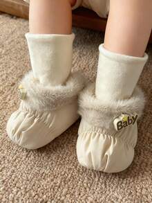 1双米色可爱时尚幼儿防滑圆点橡胶底袜子，花朵、笑脸图案，婴儿配饰，男女宝宝秋冬袜，柔软透气，适合宝宝穿着，秋冬季节穿着舒适。 - 彩色 - 查看 8