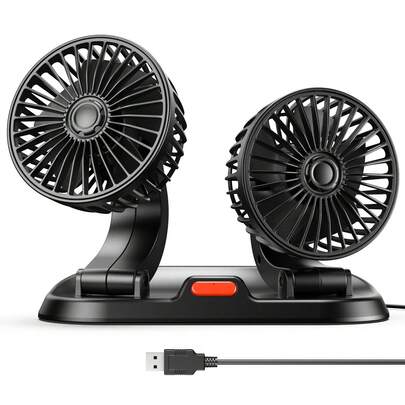 Dual-Head Car Fan, Portable Car Air Conditioner, Supports 360° Rotation, USB Plug Design, Suitable For Sedans, RVs, And SUVs