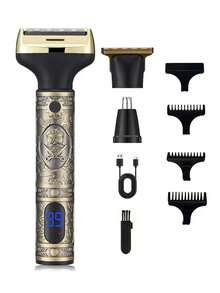 MIGUAN 三合一男士多功能剃须套装：理发器、鼻毛修剪器和电动剃须刀，USB充电，功能多样，数字显示，适合自用或送礼，旅行剃须套装 - 彩色 - 查看 12