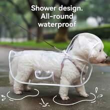 Waterproof Dog Raincoat | Waterproof Transparent Dog Raincoat, Quick-Drying PVC Material, All-Round Protection, Button-Up Front, Suitable For Small To Medium Dogs (Such As Poodle, Bichon Frise, Fluffy Breeds) - Transparent Rainwear, Suitable For Rainy Walks, Elegant Dog Accessory, Easy To Put On And Fasten - Keeps Fur Dry In Rain And Bathing - Ideal For Outdoor Walks, Travel, Grooming, Pet Rain Protection - Blue - View 2