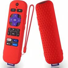 AWYYSilicone Cover For Roku Voice TV Remote RCAL7R/Roku Express/Roku Streaming Stick TV Remote Protective Case Silicone Sleeve For Roku TV Remote Cover With Lanyard Red - Red - View 1