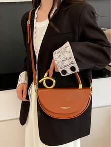 Women's Niche Design Box Bag: 3-Way Carry (Shoulder/Crossbody/Handheld) - Retro High-Quality Textured Bag, Also As Messenger/Underarm Saddle Bag, Perfect For Halloween Events, Daily Outings, Travel & Office Commuting,Saddle Bag Women Top Handle Bags,Christmas Gifts,Crossbody Bags For Women,Christmas Decorations,Valentine's Day Gifts - 亮橙色 - 查看 2