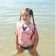 Cute Girls Pink Rainbow Floatation Swimsuit Top - Buoyancy Vest, Water And Beach Swimming Gear