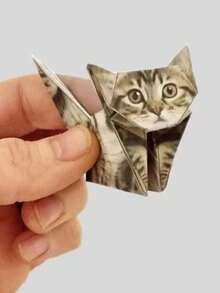 50件套DIY纸猫套装，可爱小猫折纸工艺套装，趣味3D纸狗、猫和恐龙模型，成人动物纸雕，装饰纸工艺套装，DIY艺术礼品 - 彩色 - 查看 3