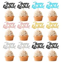 12 pezzi Decorazioni per cupcake per il pensionamento, Topper per cupcake con scritta "Buon Pensionamento" in glitter nero/blu/oro rosa/oro/argento, per decorazioni di torte e feste di pensionamento - Multicolore - Visualizzare 2