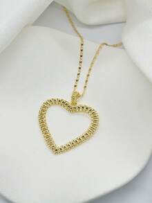 1件优雅简约大爱心吊坠项链，适合女性日常、派对、聚会或特殊场合佩戴，精致时尚首饰，金色粗链项链，情人节礼物、结婚纪念日礼物，送给女友、妻子、母亲的最佳礼物